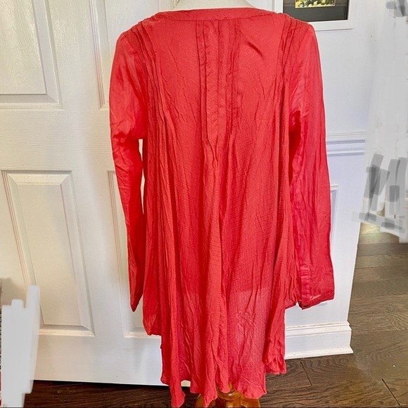 Free People Semi Sheer Button Up Blouse, Med - Picture 4 of 7